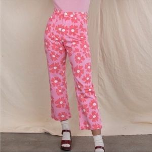 Big bud press pink flower work pants!